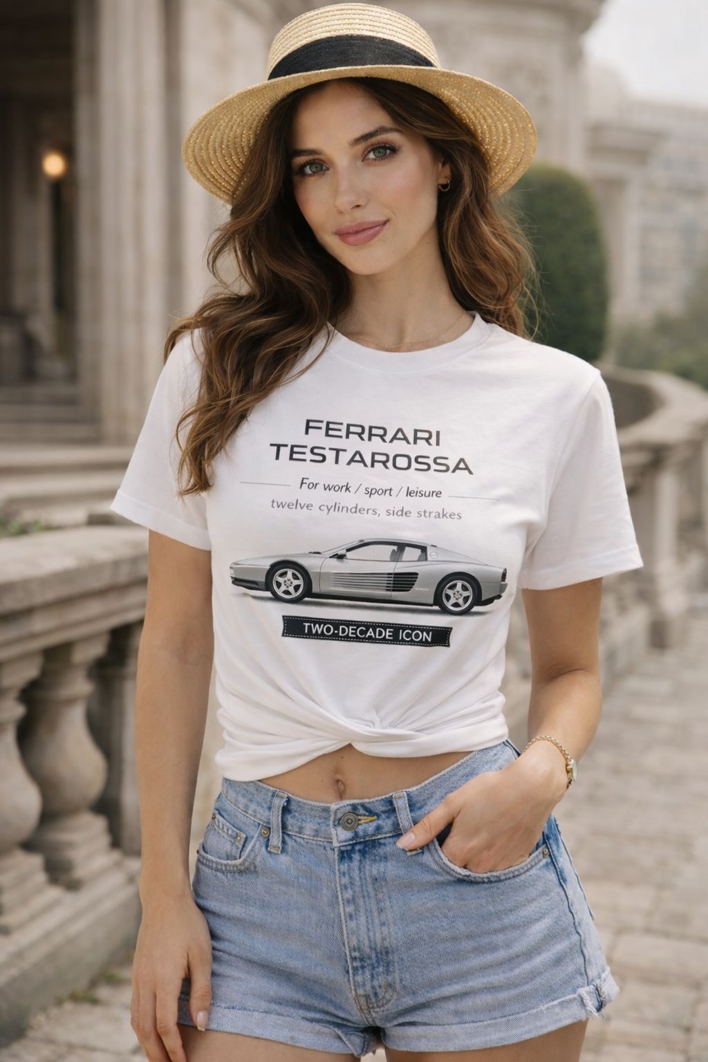 Футболка белая в стиле Ferrari Testarossa