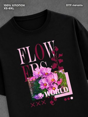 Футболка y2k Цветы pinterest black