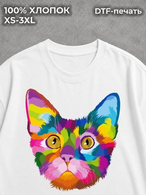 Футболка цветная кошка