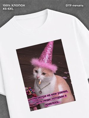 Футболка забавный кот