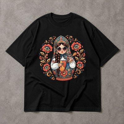 Футболка с матрешкой y2k 1 шт flat_lay