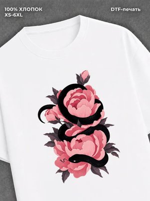 Футболка flowers with snake