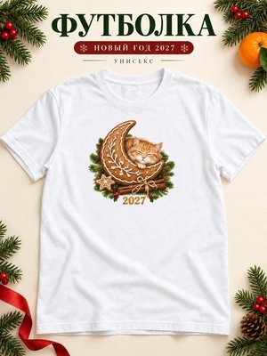 Футболка унисекс новогодняя Кот 2027