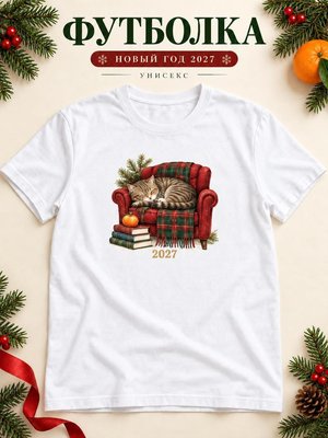Футболка унисекс новогодняя Кот 2027