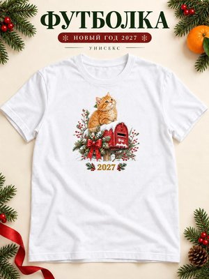 Футболка унисекс новогодняя Кот 2027