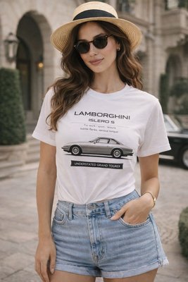 Футболка белая в стиле Lamborghini Islero S