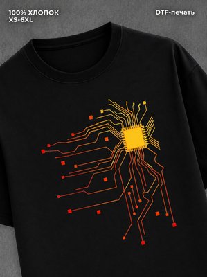 Футболка "Техночип красный" хлопковая y2k