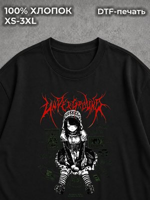 Футболка аниме готический стиль tishka y2k black