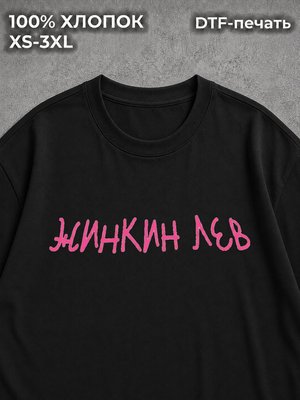 Футболка с надписями мем прикол Жинкин лев