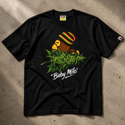 Футболка Bape трава baby milo smokes tee y2k flat_lay
