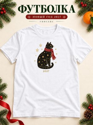 Футболка унисекс новогодняя Кот 2027