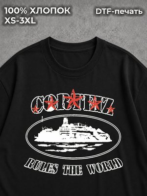 Футболка Corteiz кортез хлопок y2k sk8 streetwear black