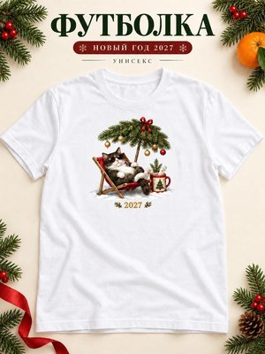 Футболка унисекс новогодняя Кот 2027