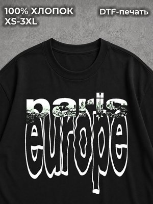 Футболка принт винтаж и ретро альт y2k PARIS париж black