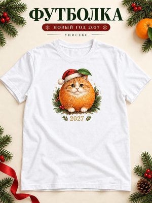 Футболка унисекс новогодняя Кот 2027