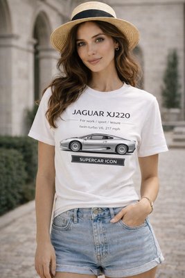 Футболка белая в стиле Jaguar Xj220