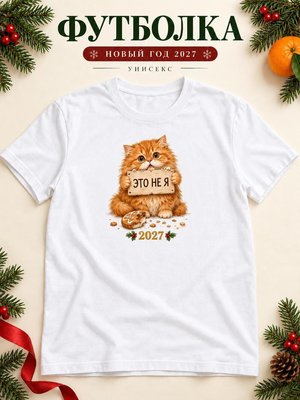 Футболка унисекс новогодняя Кот 2027