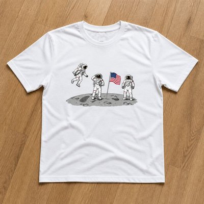 Футболка bape Moon Landing Tee белого цвета
