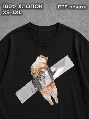 Футболка Кот приклеен