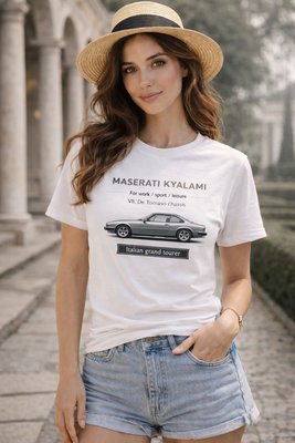 Футболка белая в стиле Maserati Kyalami