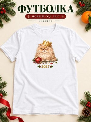 Футболка унисекс новогодняя Кот 2027