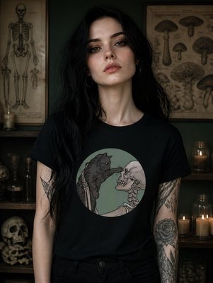 Футболка Кот и скелет