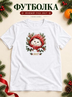 Футболка унисекс новогодняя Кот 2027